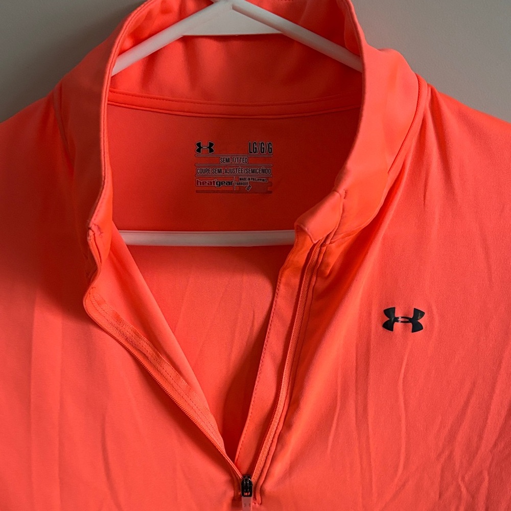 Under Armour Women's Neon Coral Long-Sleeve Quarter Zip - Picture 3 of 5